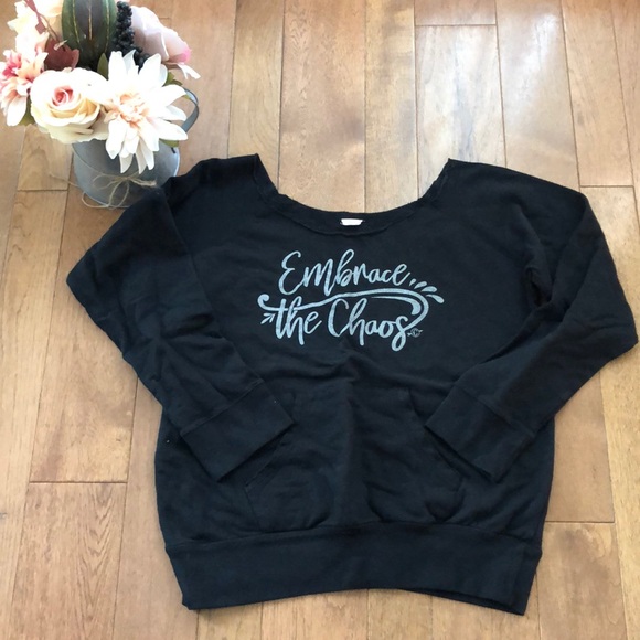 Cheekys black off the shoulder sweatshirt small - Picture 3 of 4